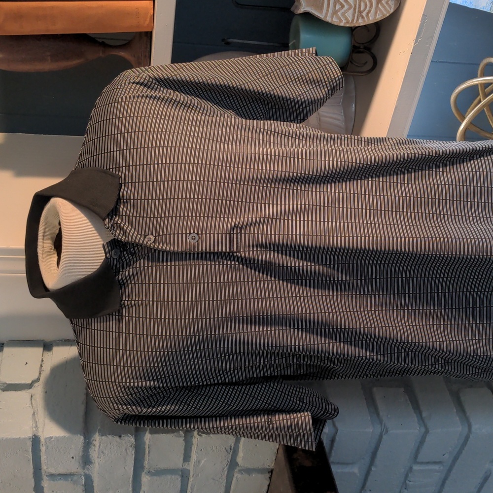 Ping Men's Black and White Striped Polo Shirt